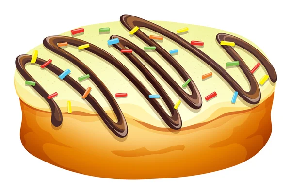 Doughnut with cream and chocolate — Stock Vector