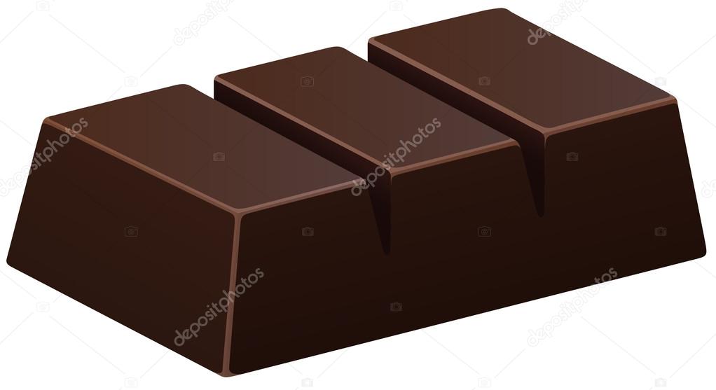 Dark chocolate bar on white