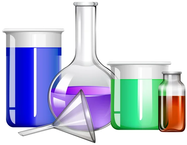 Récipients en verre avec liquide à l'intérieur — Image vectorielle