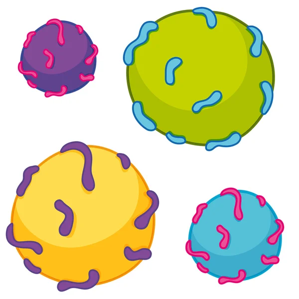 Bacterias redondas en blanco — Vector de stock