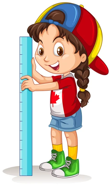 Menina canadense com régua de medição —  Vetores de Stock