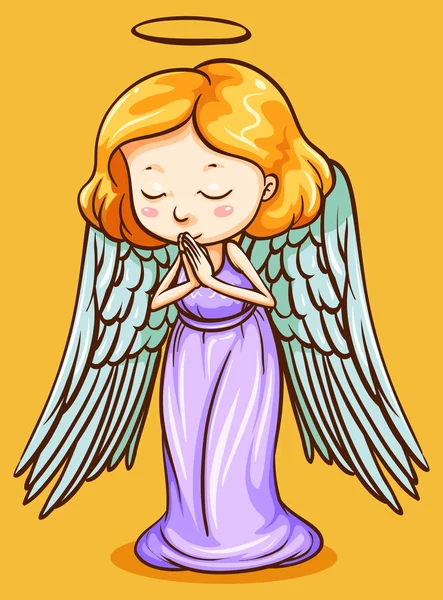 Anděl s křídly se modlí — Stockový vektor
