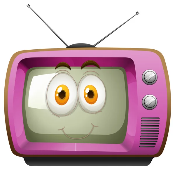 Розовый телевизор с лицом — стоковый вектор