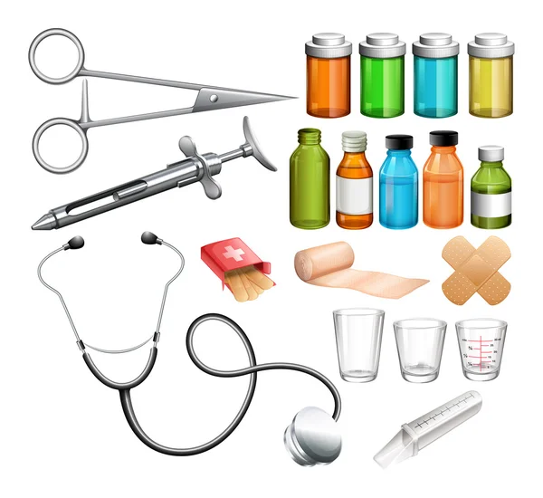 Medical equipment and container — Stock Vector