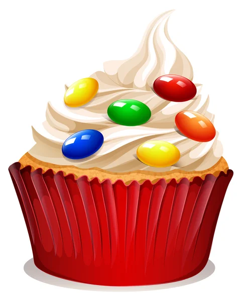 Cupcake con crema y decoración — Vector de stock