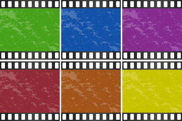 Sei diversi colori di diapositiva film — Vettoriale Stock