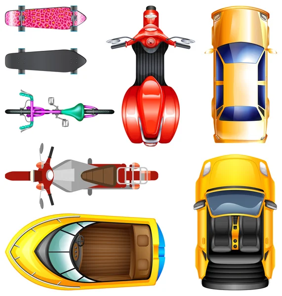Top view of different transportation