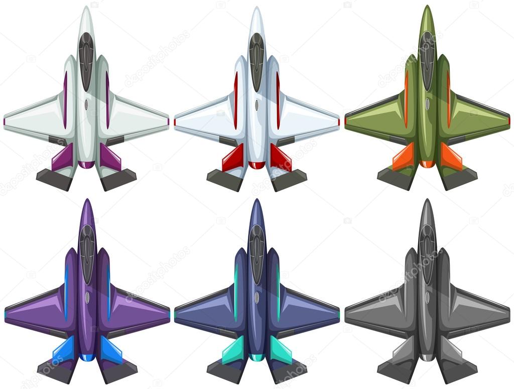 Six different designs of fighting jet
