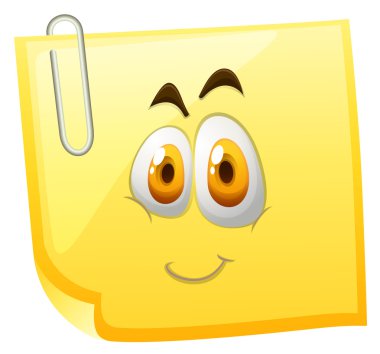Mutlu yüz ile sarı yapışkan not