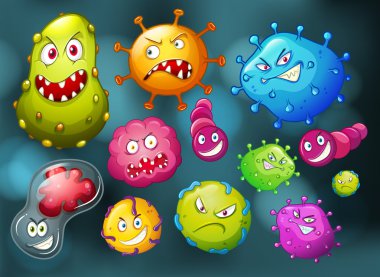 Germs with monster face clipart