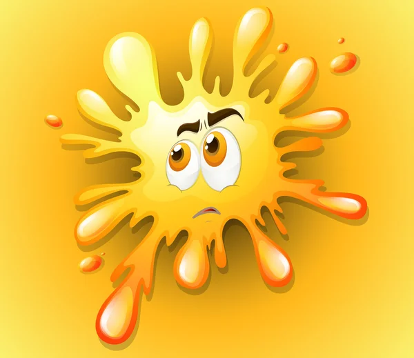 Yellow splash with worried face — Stock Vector