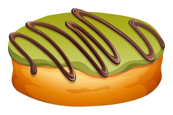 Doughnut au glaçage vert et chocolat — Image vectorielle