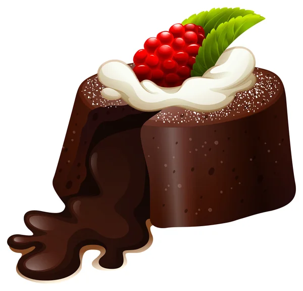 Κέικ σοκολάτας λάβα με rasberry — Διανυσματικό Αρχείο