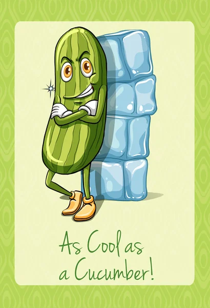 Idiom as cool as cucumber — Stock Vector