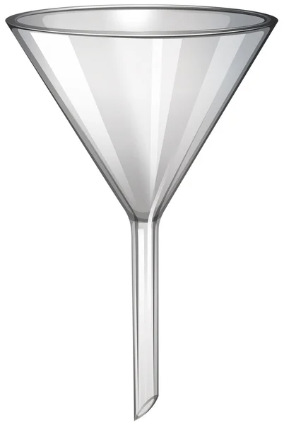 Glass funnel on white — Stock Vector