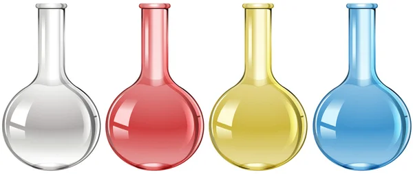 Научные колбы четырех цветов — стоковый вектор
