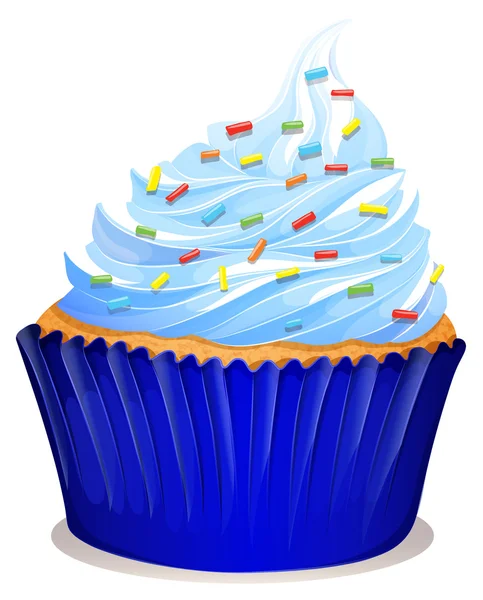 蓝色的纸杯蛋糕与糖霜 — 图库矢量图片