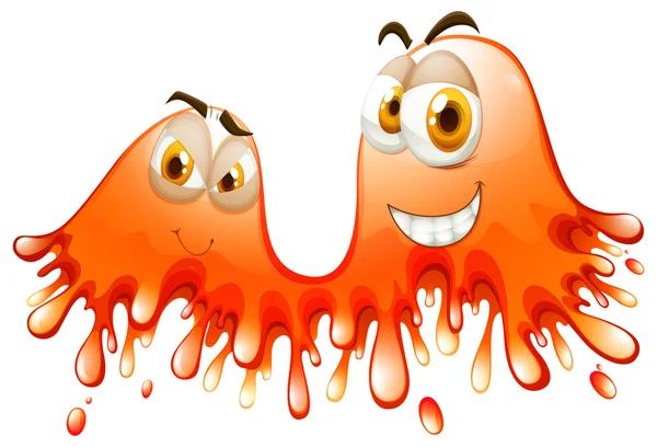 Oranje plons met gezichten — Stockvector
