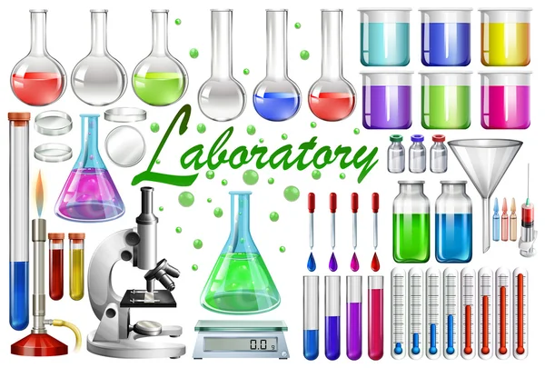 Herramientas y equipos de laboratorio — Vector de stock