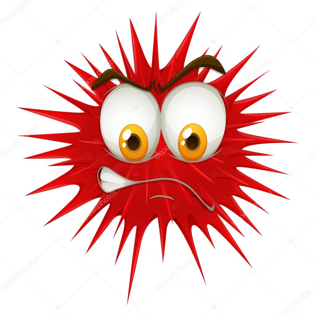 Red thorn ball with angry face