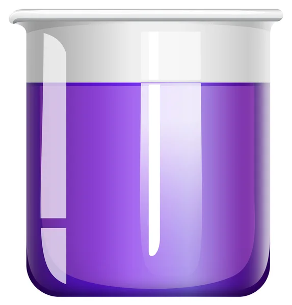 Cairan ungu dalam gelas kimia - Stok Vektor