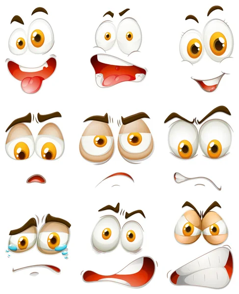 许多类型的面部表情 — 图库矢量图片