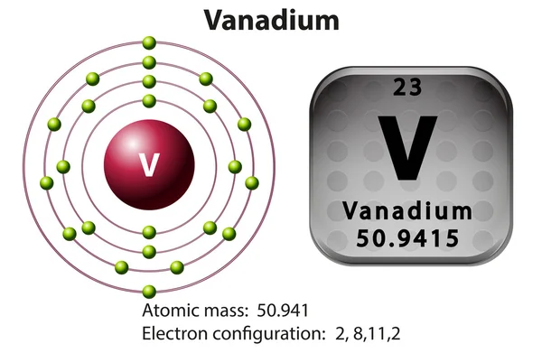 Símbolo y diagrama electrónico de Vanadio — Vector de stock