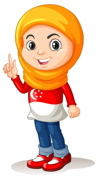 Singapore girl with head scarf — Stock Vector