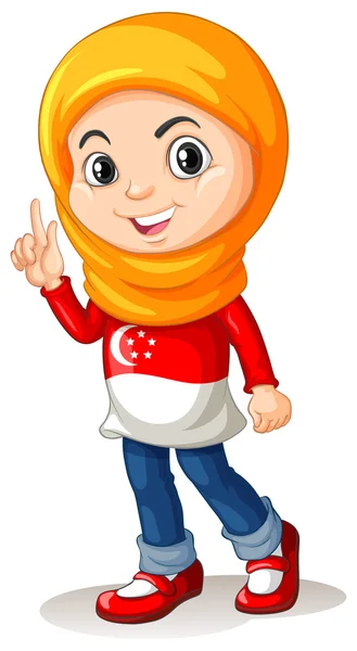 Σιγκαπούρη κορίτσι με μαντίλα στο κεφάλι — Διανυσματικό Αρχείο
