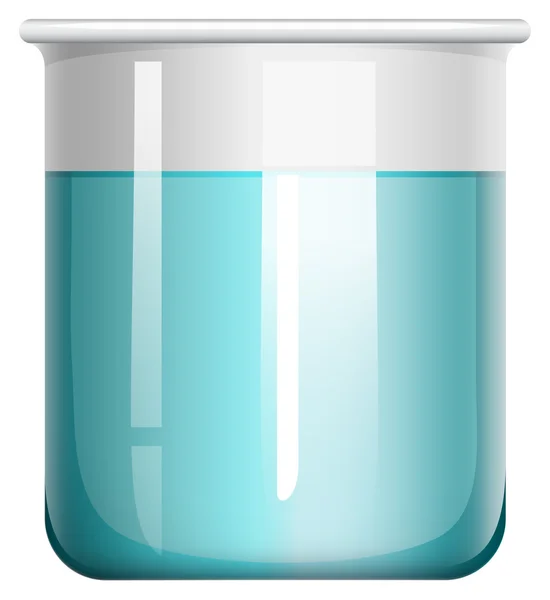 Blue liquid in glass beaker — Stock Vector