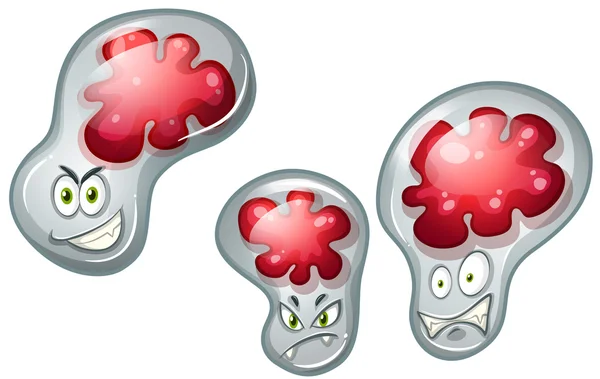 细菌与怪物脸 — 图库矢量图片
