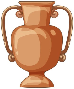 Klasik bir terracotta amforanın vektör çizimi, simetrik bileşim, sıcak toprak renk paleti