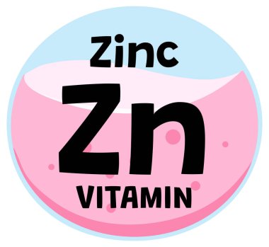 Kalın çinko vitamin sembolü dairesel düz tasarım, pastel renkler, modern vektör illüstrasyonu