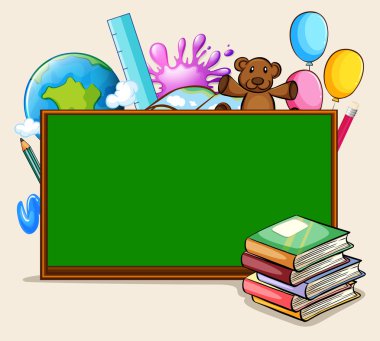 Yazı tahtası ve okul nesneleri