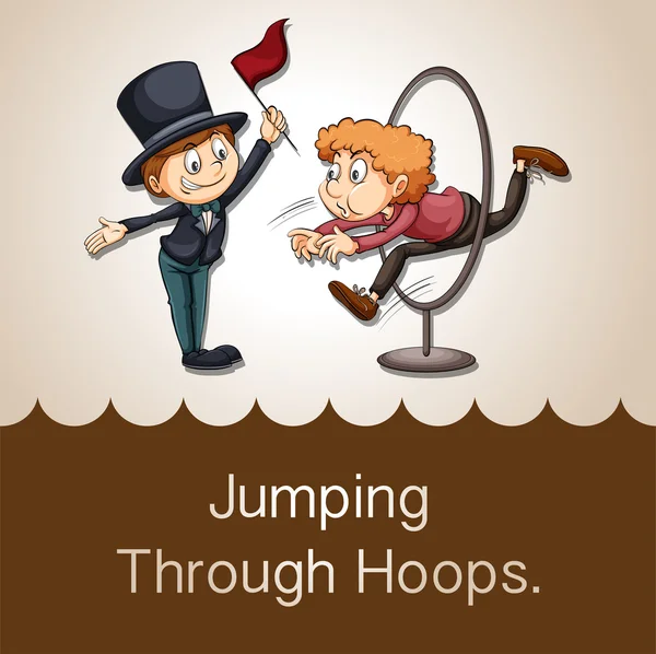 Idiom jumping through hoops — Stock Vector