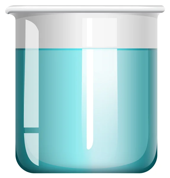 Blue liquid in glass beaker — Stock Vector