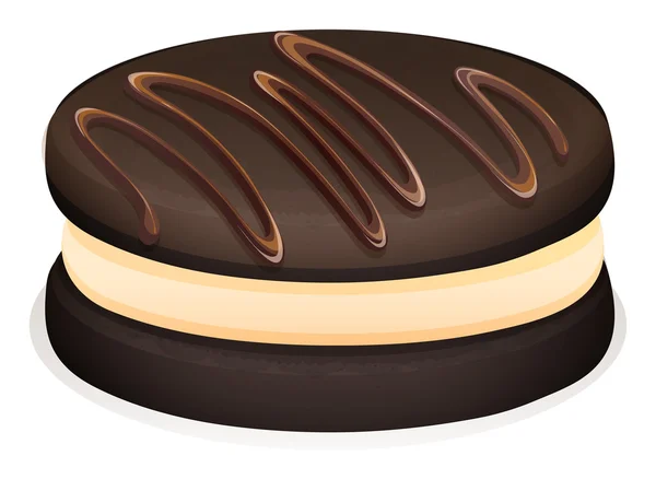 Sandwich cookie met chocolade topping — Stockvector