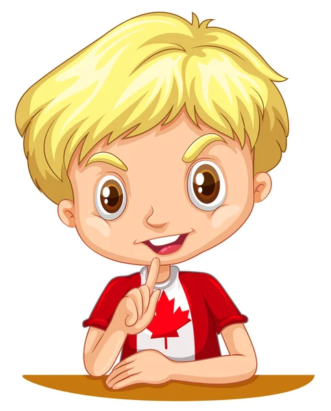 Kanadensiska pojke sitter ner — Stock vektor