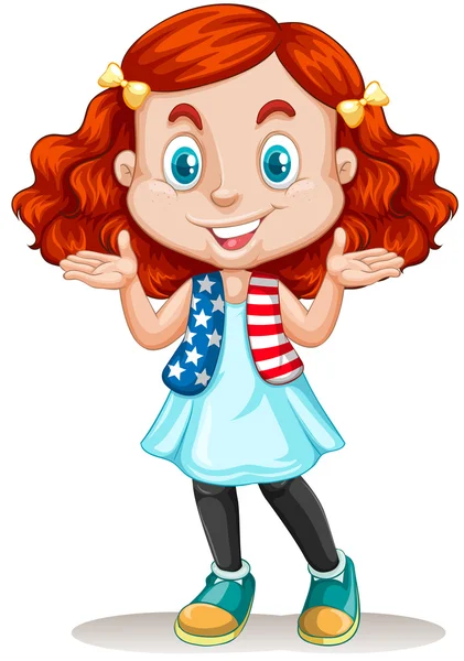 Αμερικανικό κορίτσι με τα κόκκινα μαλλιά — Διανυσματικό Αρχείο