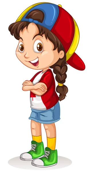 Canadian girl with a cap standing — Stock Vector
