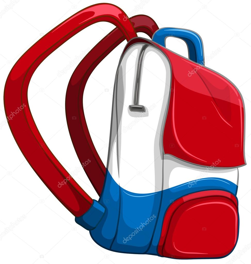 Schoolbag in red and blue