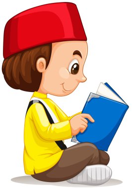 Küçük çocuk kitap okuyor.