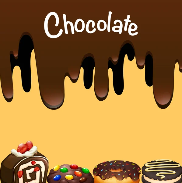 Postre diferente con chocolate — Vector de stock