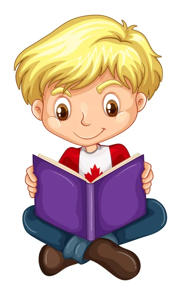 Niño canadiense leyendo un libro — Archivo Imágenes Vectoriales