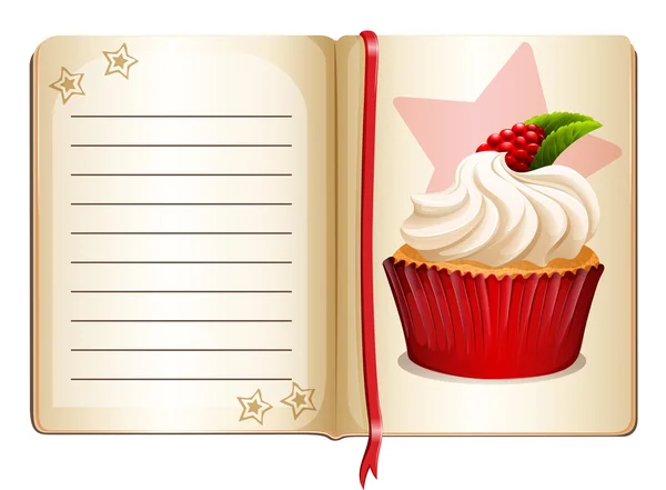 Cuaderno con cupcake en la página — Archivo Imágenes Vectoriales