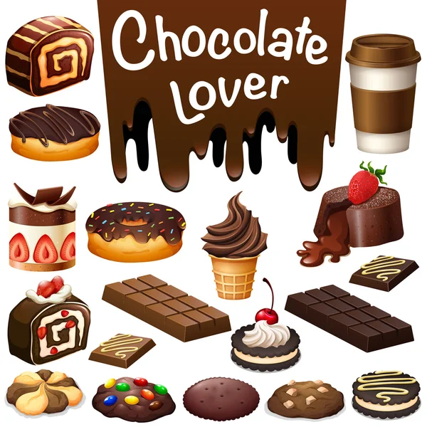 Ander soort dessert chocolade smaak — Stockvector
