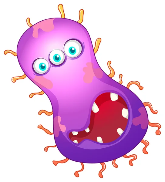 Purple bacteria with face — Stock Vector