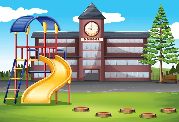 Campus escolar con parque infantil — Archivo Imágenes Vectoriales