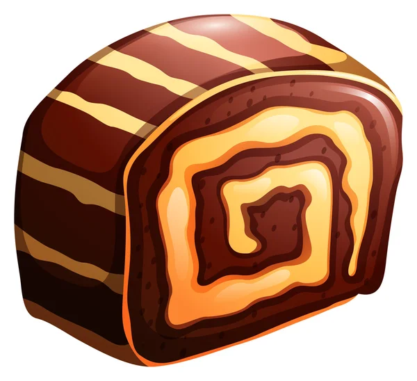 Torta rollo de chocolate y sabor a vainilla — Vector de stock