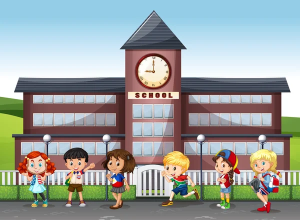 Anak-anak internasional di sekolah — Stok Ilustrasi Anak-anak internasional di sekolah Grafik Vektor